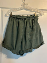 Load image into Gallery viewer, Medium Aerie NWOT Army Green Lyocell High Waisted Elastic Paperbag Camp Shorts
