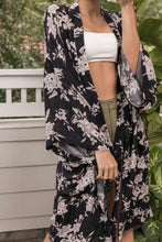 Load image into Gallery viewer, One Size Spiritual Gangster Black Floral Print Kimono
