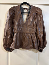 Load image into Gallery viewer, Small Oliviaceous NWT Pleather High Desert Peplum Top
