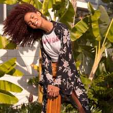Load image into Gallery viewer, One Size Spiritual Gangster Black Floral Print Kimono
