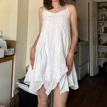 Load image into Gallery viewer, XL Maurice’s White Y2K Asymmetrical Hem Tank Dress
