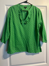 Load image into Gallery viewer, Large Talbots Green V-Neck Blouse
