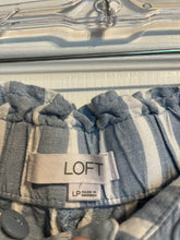 Load image into Gallery viewer, Large Petite Loft Blue White Stipe Linen Paper Bag Pants
