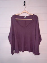 Load image into Gallery viewer, Small Urban Outfitters Purple Waffle Knit Slouchy Long Sleeve V-Neck
