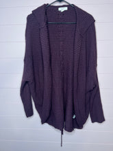 Load image into Gallery viewer, Large Rhapsody Purple Hooded Cardigan Sweater
