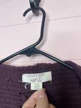 Load image into Gallery viewer, Large Rhapsody Purple Hooded Cardigan Sweater
