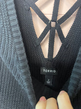 Load image into Gallery viewer, 2XL Torrid Long Black Criss Cross Open Back Sweater
