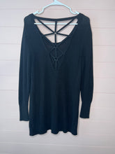 Load image into Gallery viewer, 2XL Torrid Long Black Criss Cross Open Back Sweater
