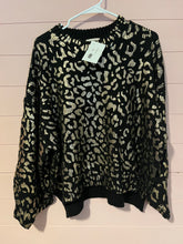 Load image into Gallery viewer, S/M NWT ANDTHEWHY Black &amp; Gold Leopard Sweater
