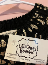 Load image into Gallery viewer, S/M NWT ANDTHEWHY Black &amp; Gold Leopard Sweater
