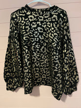Load image into Gallery viewer, S/M NWT ANDTHEWHY Black &amp; Gold Leopard Sweater

