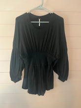 Load image into Gallery viewer, Small Free People Black Boho Cinched Waist Flowy Top

