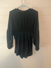 Load image into Gallery viewer, Small Free People Black Boho Cinched Waist Flowy Top
