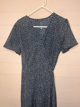 Load image into Gallery viewer, Large Pretty Garden Navy Blue Floral Wrap Dress
