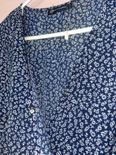Load image into Gallery viewer, Large Pretty Garden Navy Blue Floral Wrap Dress
