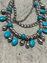 Load image into Gallery viewer, Turquoise &amp; Silver Layered Necklace
