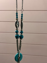 Load image into Gallery viewer, Turquoise &amp; Silver Long Tassel Necklace
