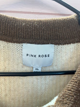 Load image into Gallery viewer, XL Pink Rose Striped Henley Sweater
