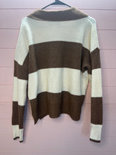Load image into Gallery viewer, XL Pink Rose Striped Henley Sweater
