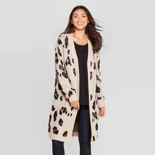 Load image into Gallery viewer, XXL Knox Rose Long Leopard Sweater Cardigan

