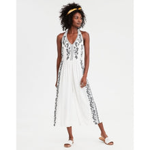 Load image into Gallery viewer, XS American Eagle White Halter Embroidered Jump Suit
