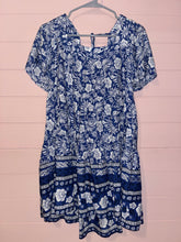 Load image into Gallery viewer, Large NWT Aakaa Blue White Floral Sun Dress
