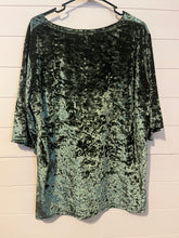Load image into Gallery viewer, Large POL Green Crushed Velvet Short Sleeve Shirt
