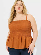 3X Torrid Boho Orange Peplum Smocked Tank Top