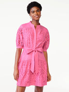 Medium Scoop Size 8-10 Pink Eyelet Dress No Belt Included