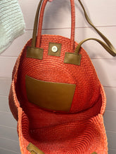 Load image into Gallery viewer, Orange Boho Round Straw Bag
