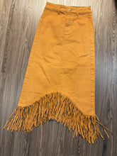 Load image into Gallery viewer, XS Denim Fringe Western Skirt
