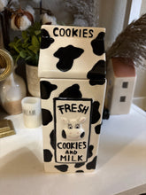 Load image into Gallery viewer, Vintage Cow Print Glass Cookie Jar
