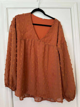 Load image into Gallery viewer, XL Boho Long Sleeve Orange Top

