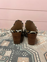 Load image into Gallery viewer, 6.5 Anthropologie ABLE White Leopard Slip On Heeled Mules
