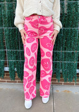Load image into Gallery viewer, XS Bailey Rose Pink Retro Smiley Face Pants
