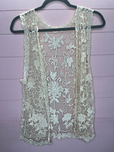 Load image into Gallery viewer, XS/S Boho Ivory Crochet Kimono Vest
