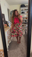 Load image into Gallery viewer, Size 12 H&amp;M Pink Floral Midi Skirt

