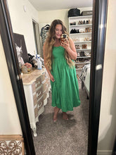 Load image into Gallery viewer, Large A New Day Green Eyelet Strap Midi Dress
