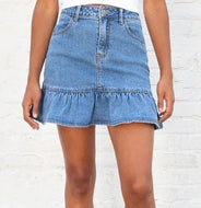 Small Brandy Melville Denim Ruffle Mini Skirt