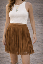 Load image into Gallery viewer, S/M Fornia NWT Suede Fringe Skirt
