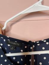 Load image into Gallery viewer, Large Talbots Navy Blue White Polka Dot Blouse
