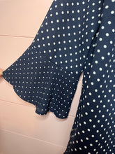 Load image into Gallery viewer, Large Talbots Navy Blue White Polka Dot Blouse
