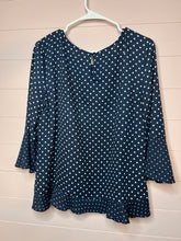Load image into Gallery viewer, Large Talbots Navy Blue White Polka Dot Blouse
