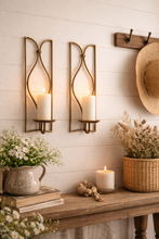 Load image into Gallery viewer, Bronze Gold Set of 2 Candle Wall Sconces
