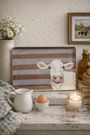 Cow Stripe Gold & White Rectangular Farmhouse Decorative Tray