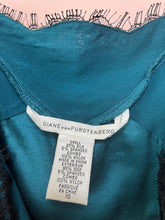 Load image into Gallery viewer, Size 10 Diane Von Furstenberg Teal Silk Y2K Camisole
