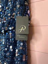 Load image into Gallery viewer, Size 16W NWT ADRIANNA PAPELL DEEP BLUE SEQUIN SHORT SLEEVE COLUMN GOWN (PLUS SIZE)
