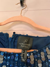 Load image into Gallery viewer, Size 16W NWT ADRIANNA PAPELL DEEP BLUE SEQUIN SHORT SLEEVE COLUMN GOWN (PLUS SIZE)
