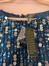 Load image into Gallery viewer, Size 16W NWT ADRIANNA PAPELL DEEP BLUE SEQUIN SHORT SLEEVE COLUMN GOWN (PLUS SIZE)
