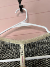 Load image into Gallery viewer, Medium POL Cream Black Fringe Cardigan Sweater
